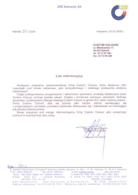 Referencje firmy ZRE Katowice
